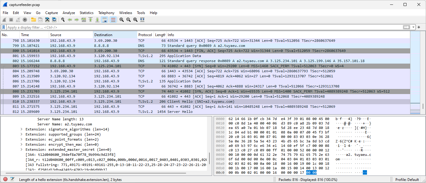 SNHACK Attack: How Hackers Could Turn Your Smart Pet Feeder into an All-You-Can-Eat Buffet 26 BALIMO Wireshark Exfiltrated from DUTpng